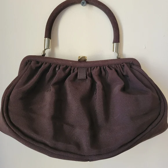 Vintage Fabric Handbag ~ CB Made in USA ~ Satin Lining ~ Attached Coin Purse - Picture 5 of 16